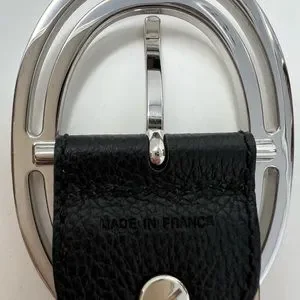 LONGCHAMP BLACK LEATHER BELT/SIVER OVAL BUCKLE Chrome Hearts XL  main image 4
